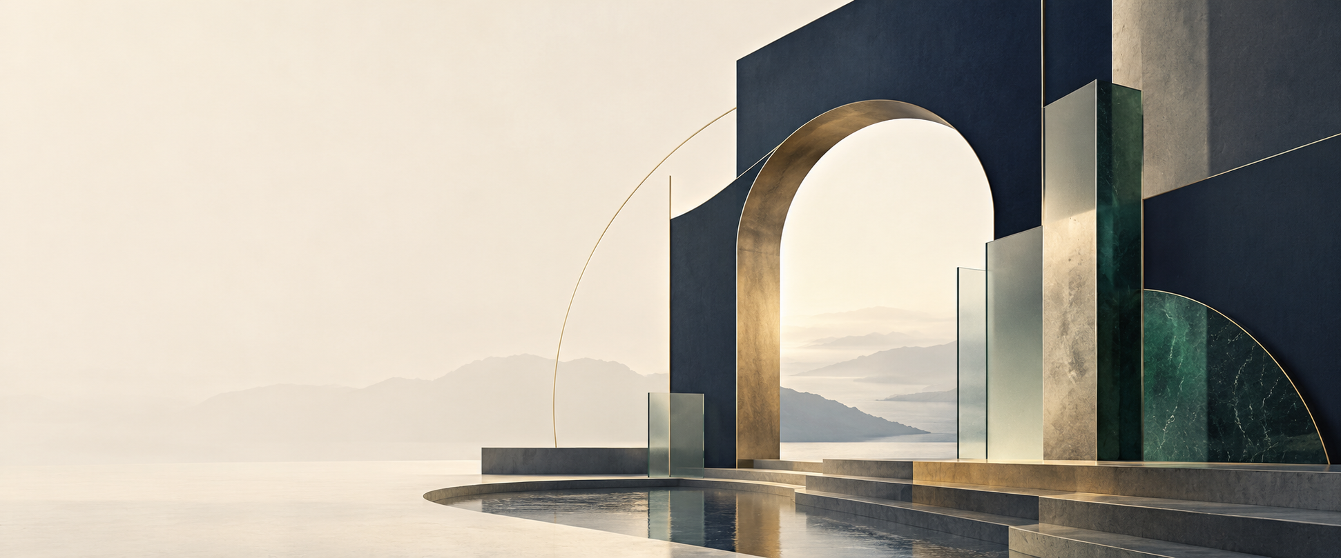 Abstrakte architektonische Illustration für klare Mandatsstrukturen
